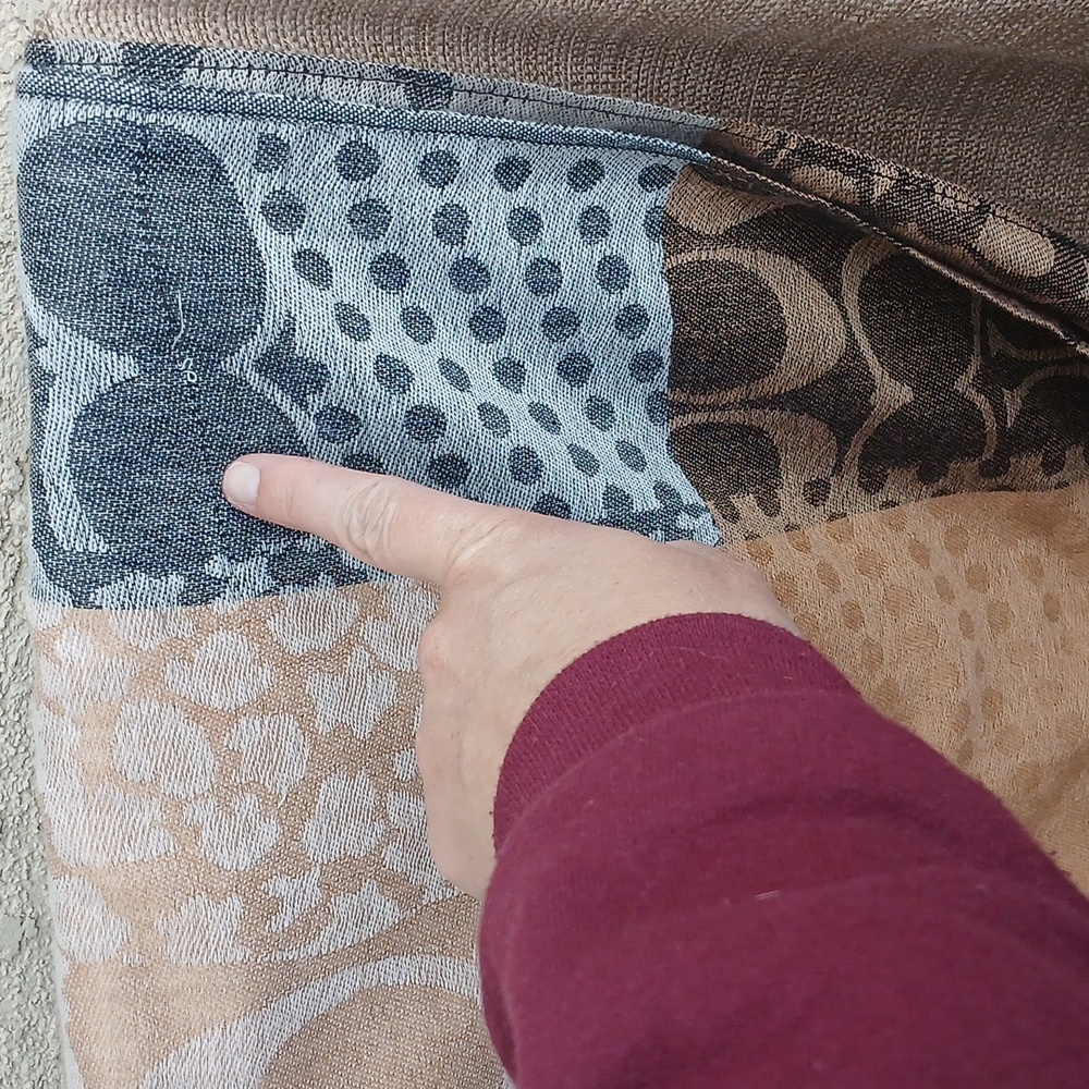 COACH MULTI COLORED Patchwork Line SIGNATURE C Stylish Patterned WOOL Scarf - Picture 9 of 9